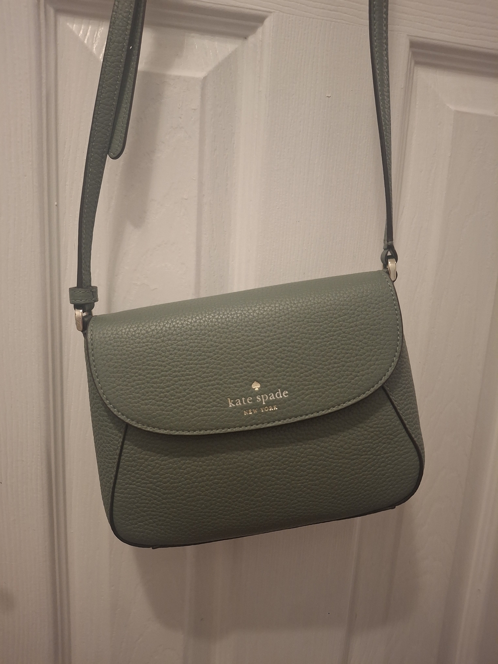 kate spade Pebbled Leather Crossbody Bag in Sage Green